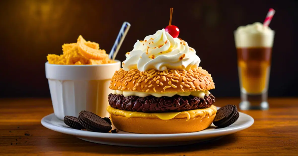 A tempting display of Burger King-inspired desserts like Hershey's Sundae Pie and Oreo shakes.